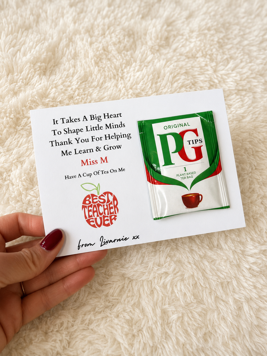 Personalised Have A Tea On Me Card-Best Teacher
