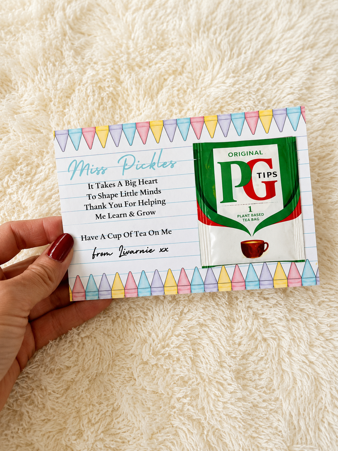 Personalised Have A Tea On Me Card- Pencil