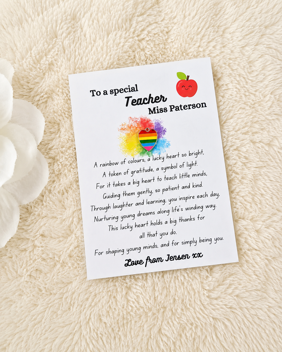 Personalised To A Special Teacher Poem With Charm