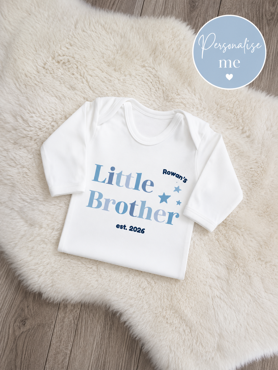 Personalised Little Brother Baby Sleepsuit
