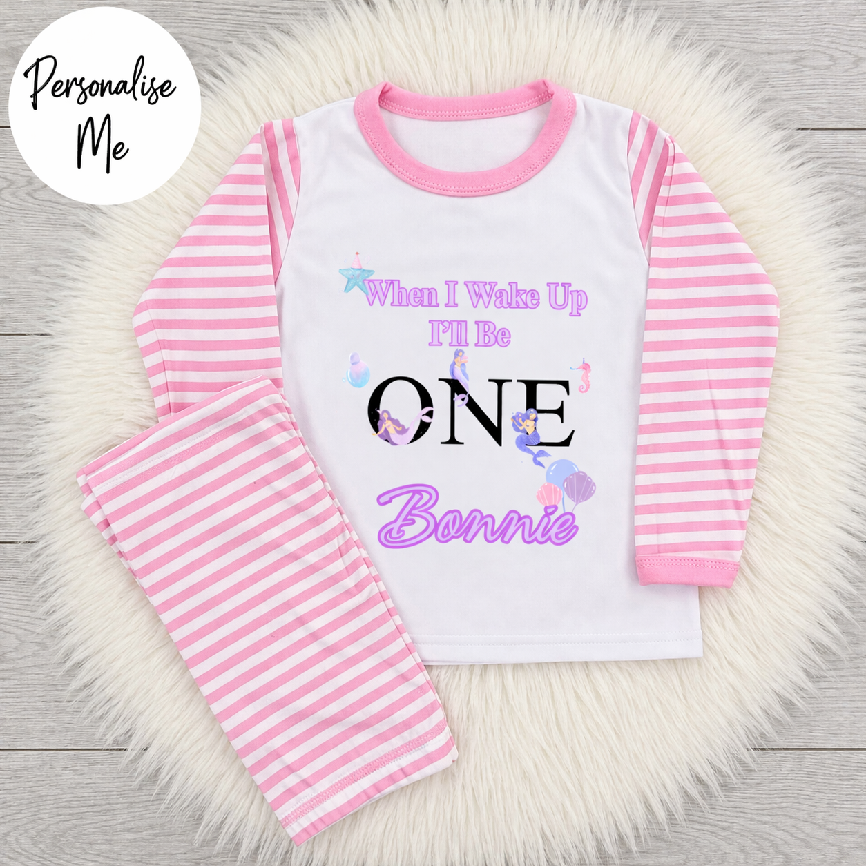 Personalised When I Wake Up I'll Be One Mermaids Birthday Pyjamas