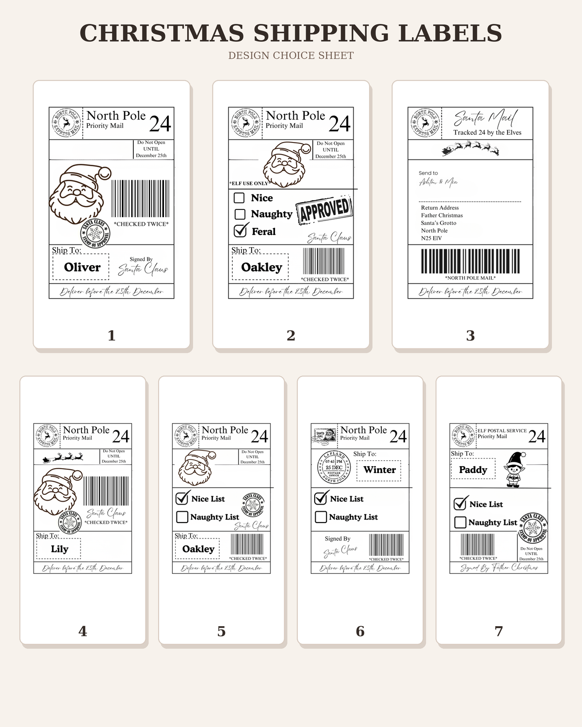 Personalised Santa Mail Christmas Labels