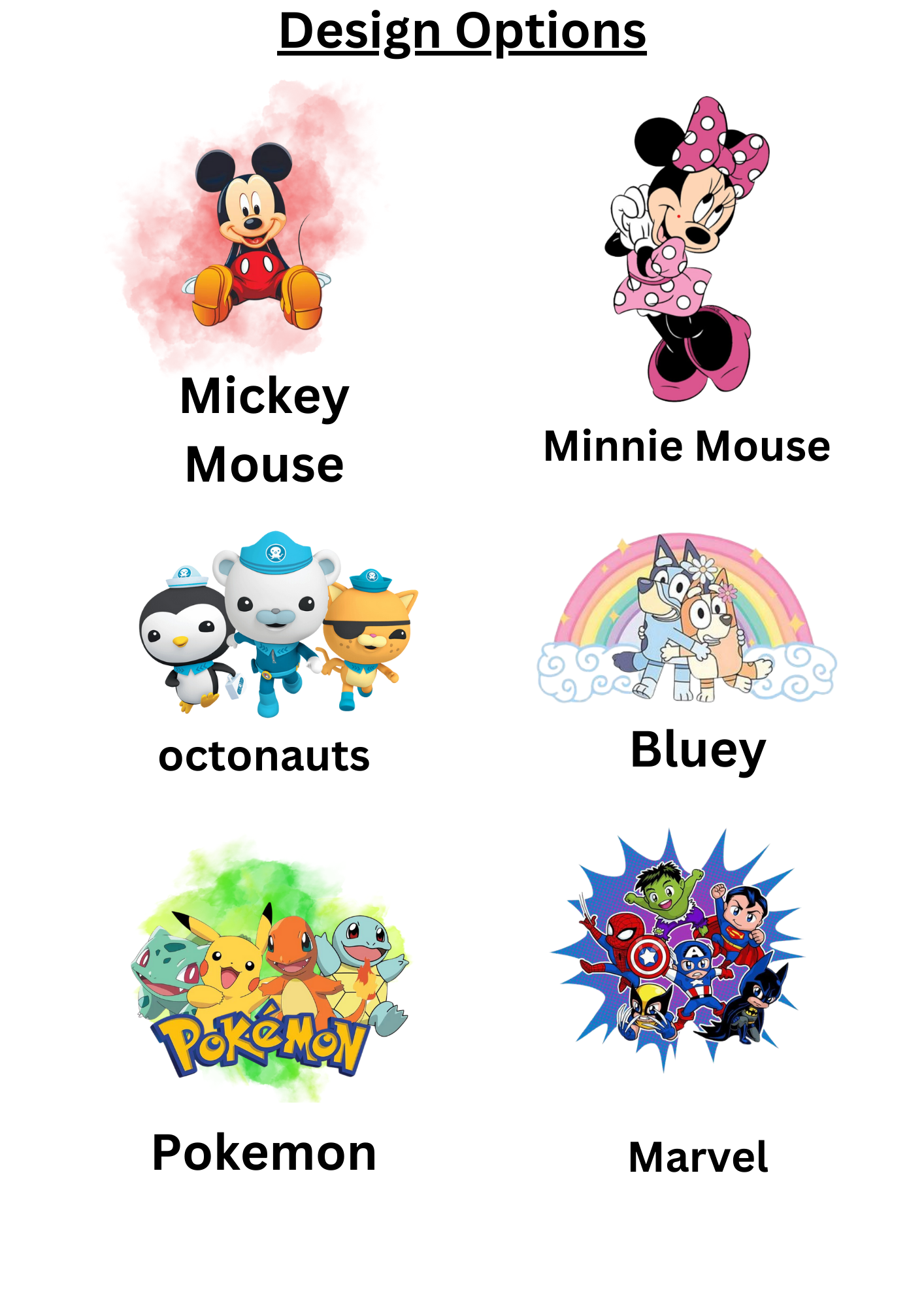Lunch design option choice sheet