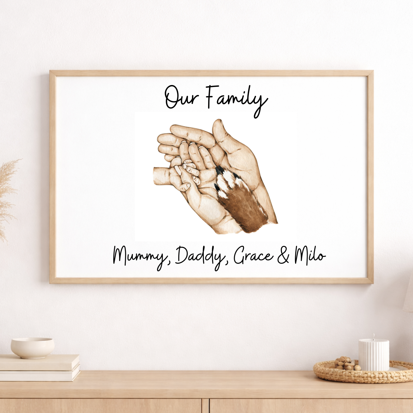 A personalised handprint keepsake print for families
