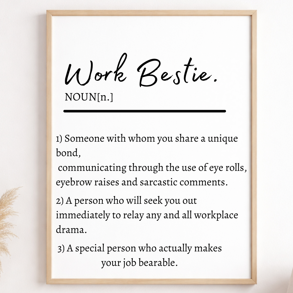 Work Bestie Personalised definition Print showing the personalised design