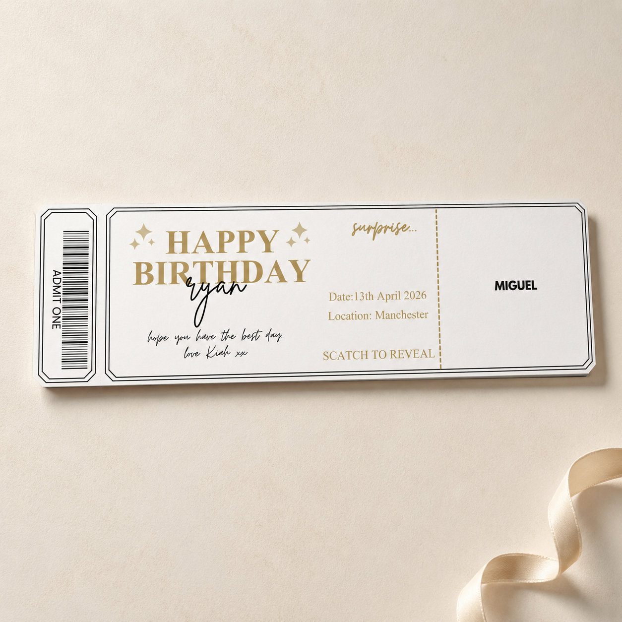 Personalised Birthday Scratch Reveal Ticket