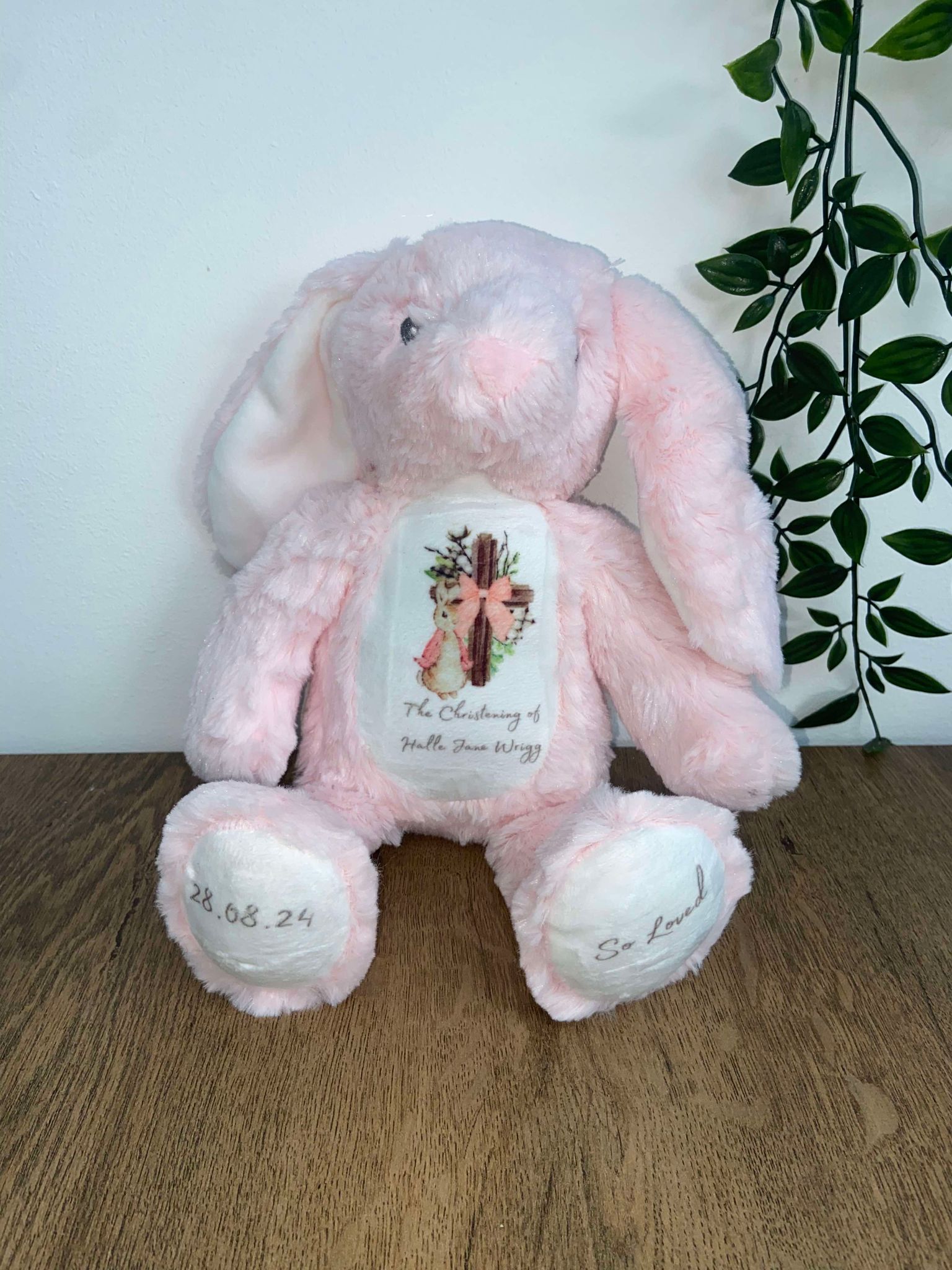Personalised Christening Rabbit Gift