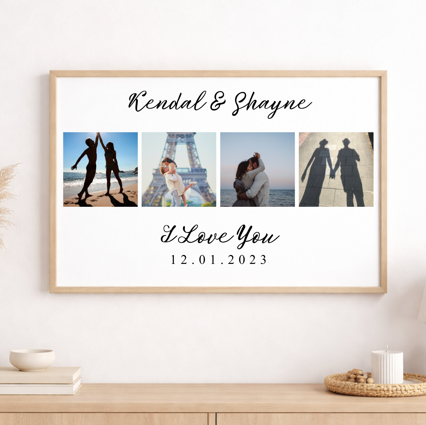 Personalised I love you photo print for couples with anniversary date