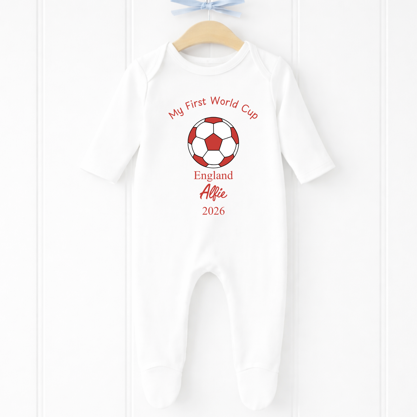 Personalised My First World Cup Football Sleepsuit