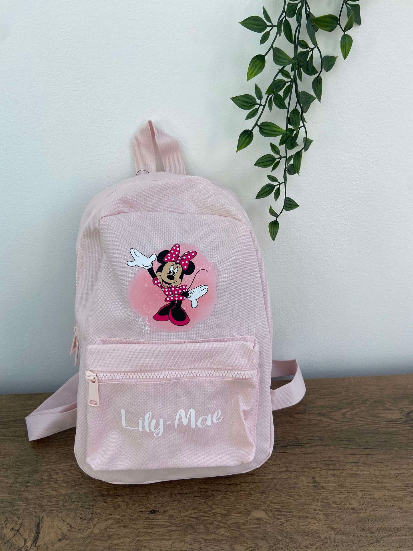 Personalised Pink Minnie mouse backpack