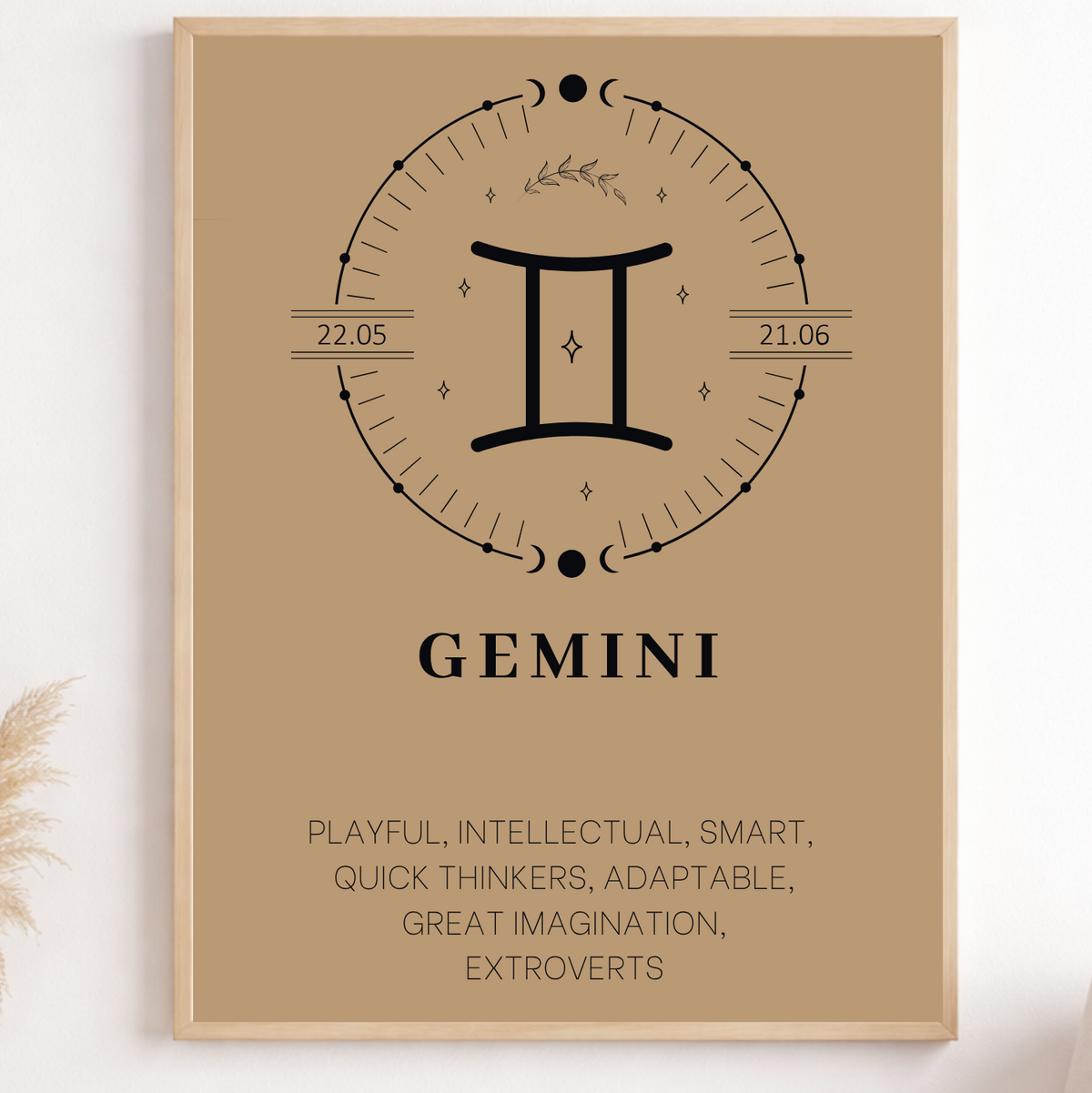 Personalised Beige Zodiac Star Sign Print – product image 2
