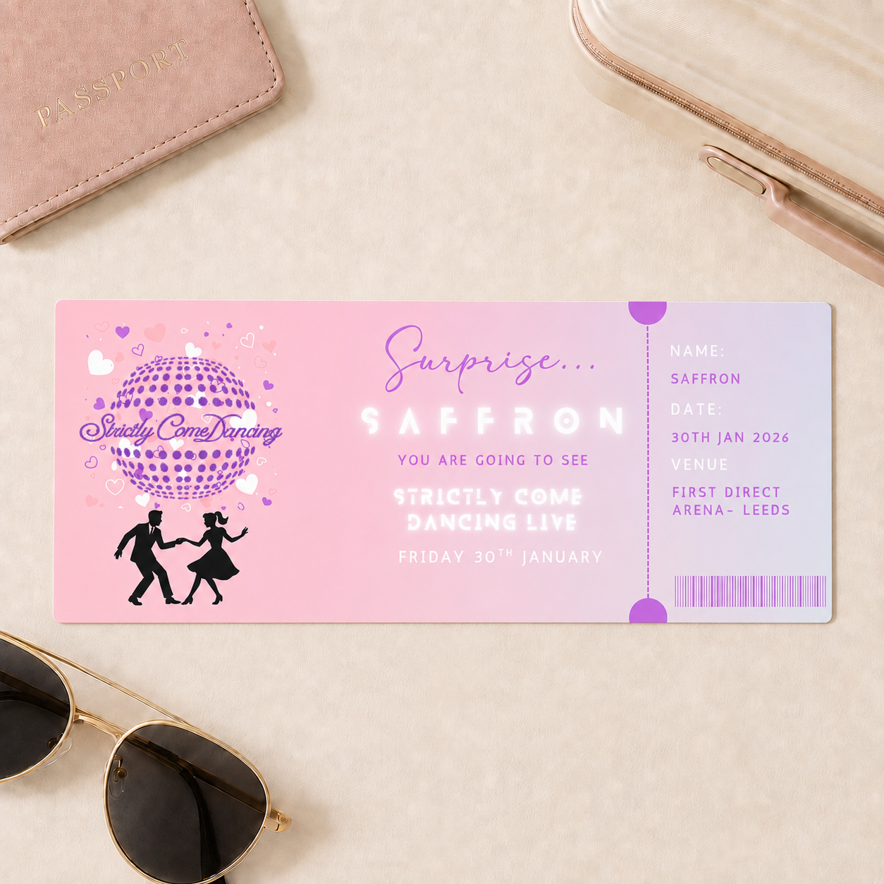 Personalised Strictly Come Dancing Boarding Pass Ticket