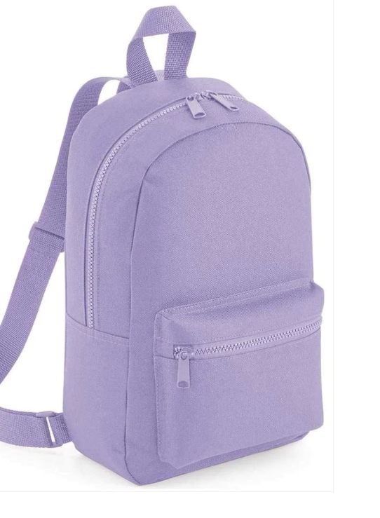 Plain purple backpack before personalisation