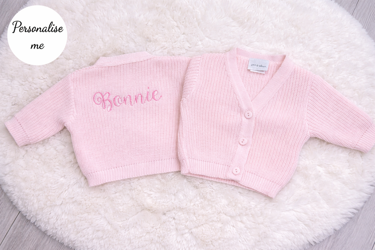 Personalised Pink Ribbed Knitted Baby Cardigan