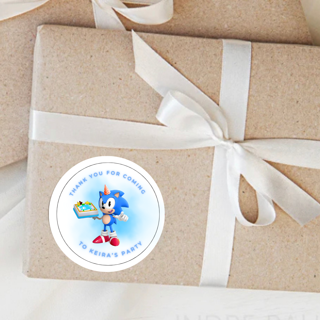 Personalised Sonic Themed Birthday Stickers