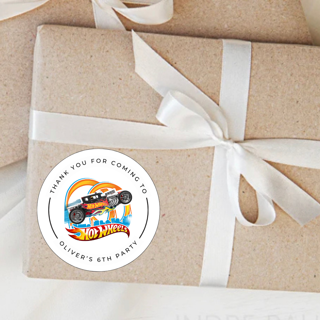 Personalised Blue Hot Wheels Birthday Stickers