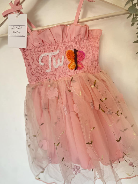 Hand Embroidery Custom Birthday Name/Age Tutu Dress
