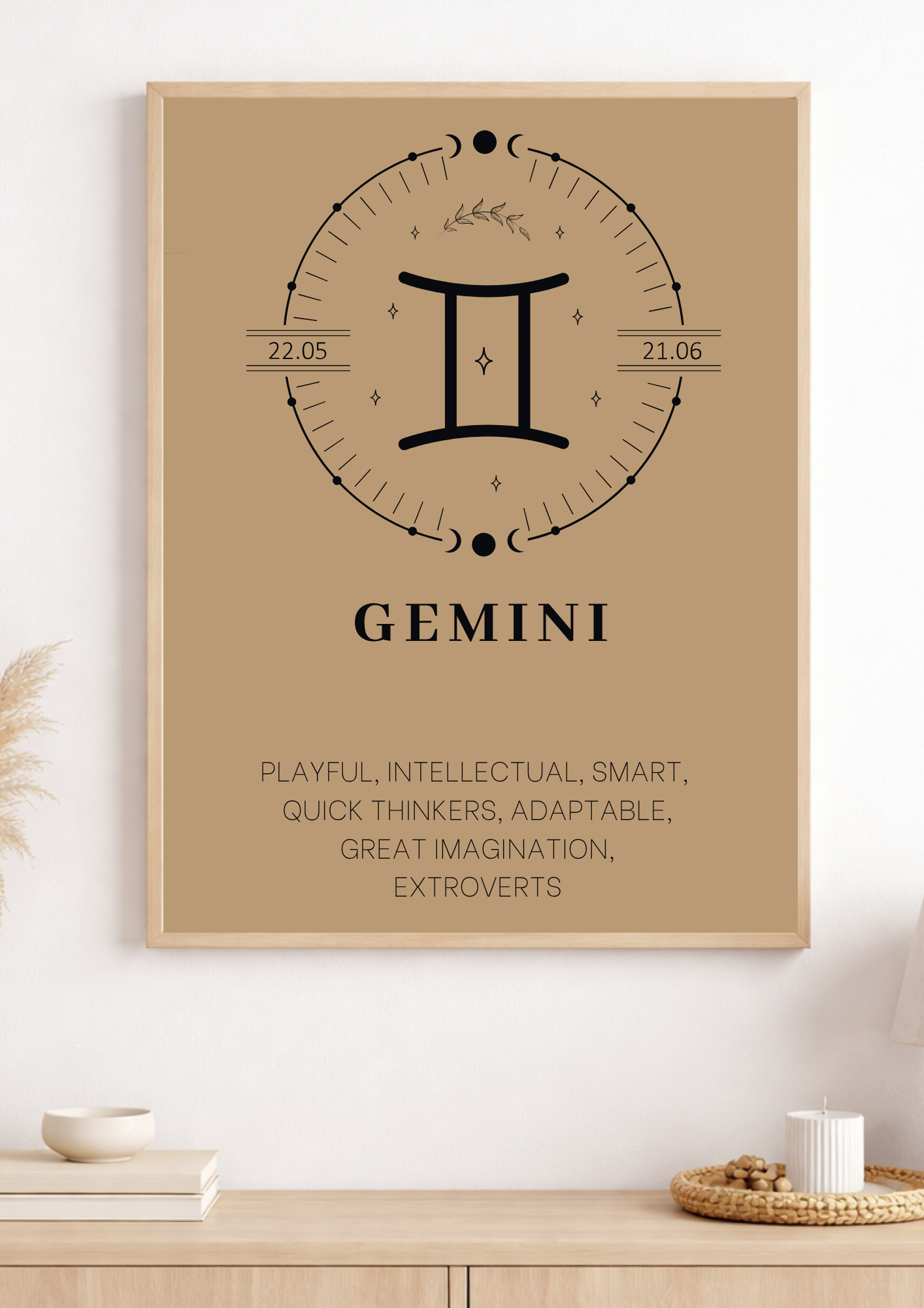 Personalised Beige Star Sign Print