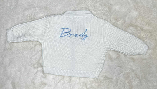 Personalised Ribbed Knitted Baby Cardigan