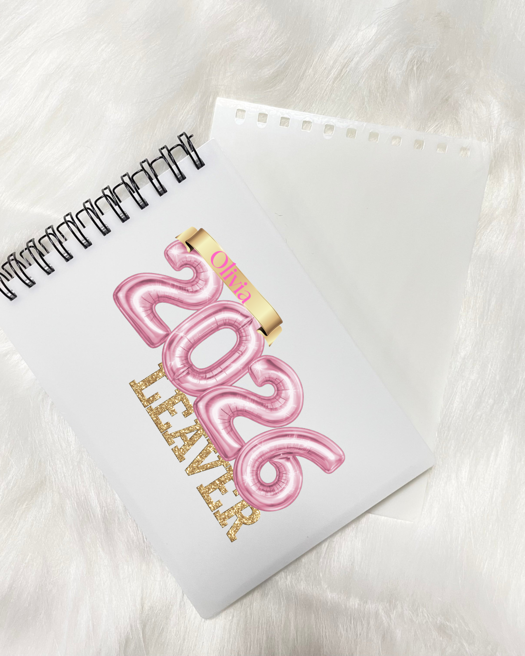 2026 School Leavers Personalised Autograph Notebook- Balloon Text