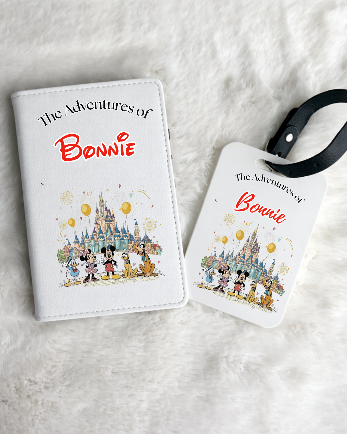 Personalised Disney Characters Passport Holder & Luggage Tag Set