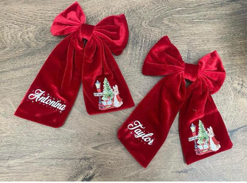 Personalised Velvet Christmas Hair Bow