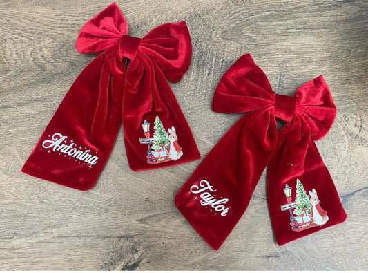 Personalised Velvet Christmas Hair Bow