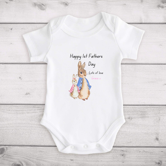 Personalised Little Rabbit Fathers Day Baby Vest