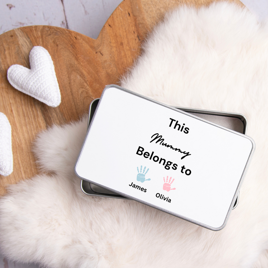 Personalised This Dad Belongs To Handprint Biscuit Tin