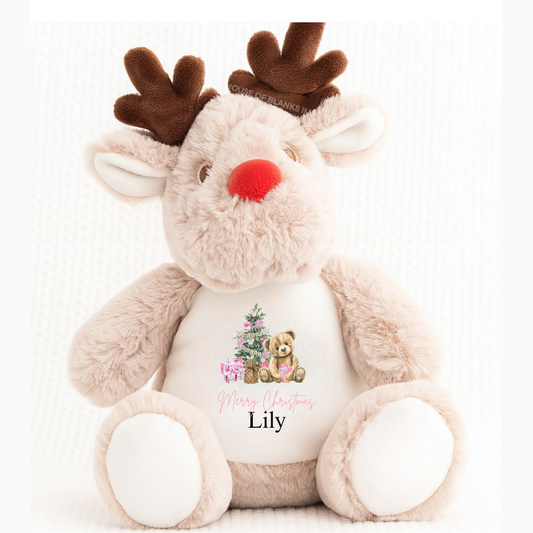 Personalised Little Bear Christmas Reindeer Teddy