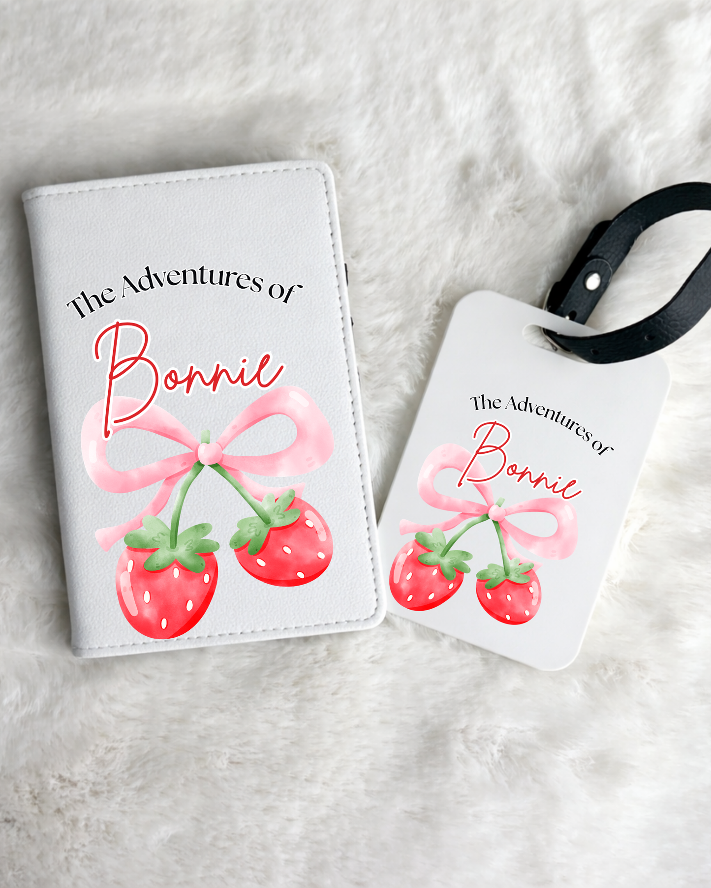Personalised Strawberry Passport Holder & Luggage Tag Set