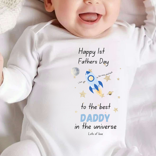 Personalised The Best Dad In The Universe Sleepsuit