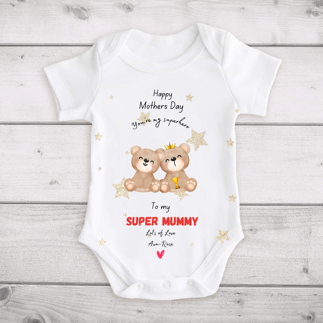 Happy Mothers Day Super Mummy Baby Vest