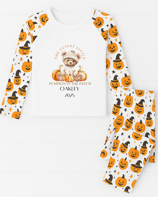 Personalised The Cutest Pumpkin In The Patch Halloween Pyjamas