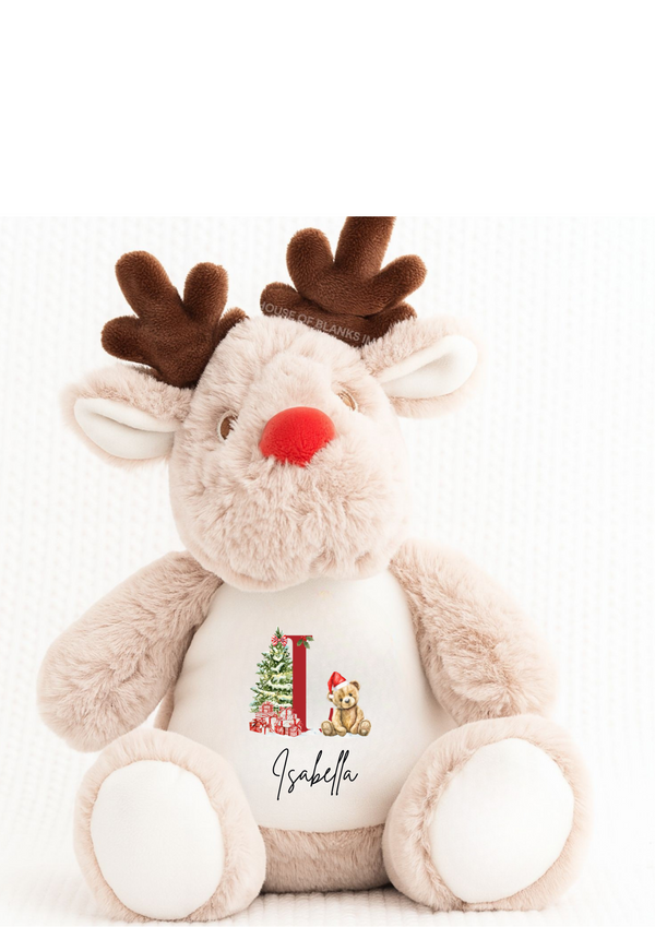 Personalised Bear Initials Christmas Reindeer Teddy – product image