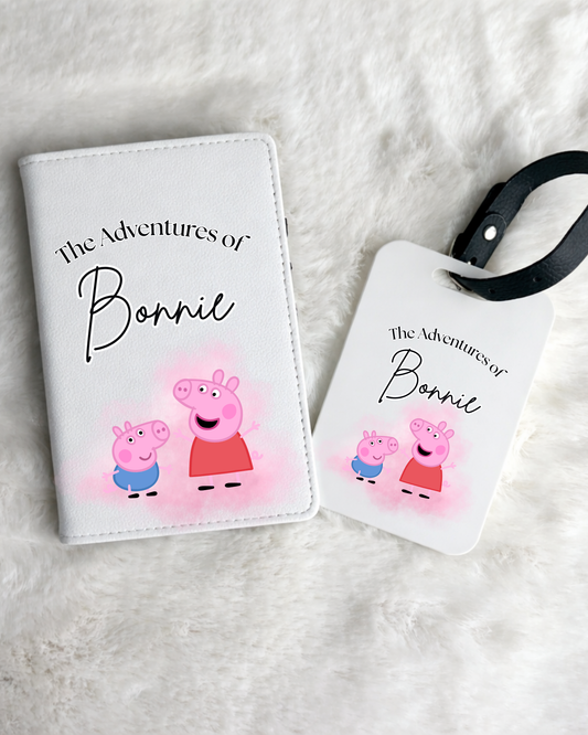 Personalised Peppa Pig Passport Holder & Luggage Tag Set
