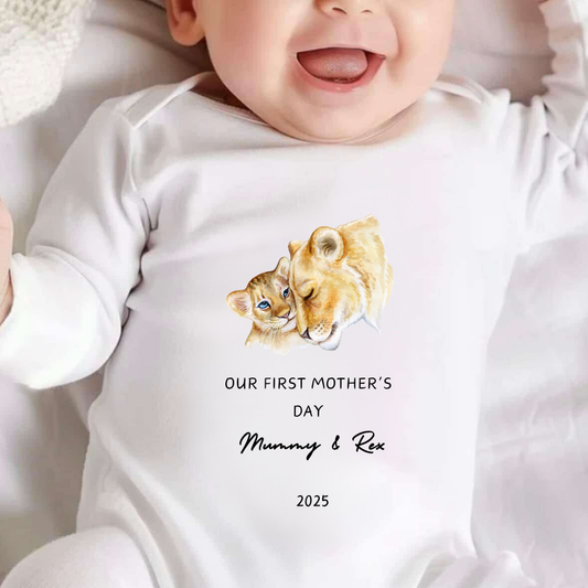 Our First Mothers Day Lion Baby Sleepsuit