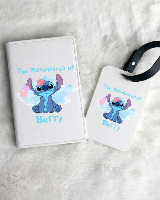 Personalised Stitch Passport Holder & Luggage Tag Set