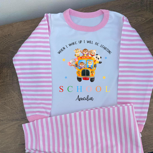 Personalised When I wake up I'll be starting school pyjamas-School Bus