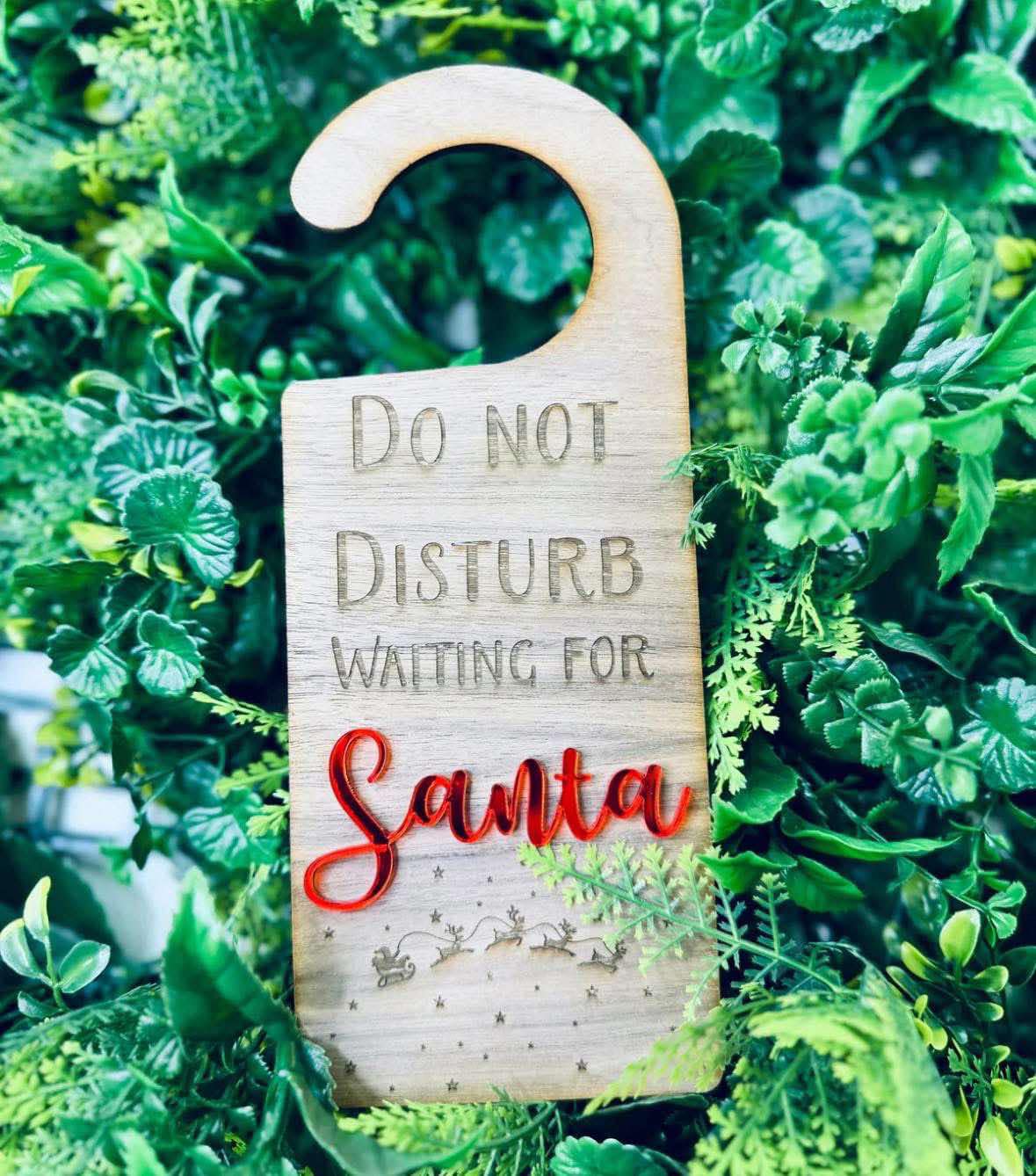 Engraved Do Not Disturb Waiting For Santa Door Hanger