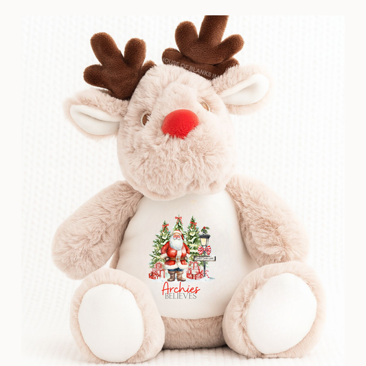 Personalised Reindeer Christmas Teddy with festive design