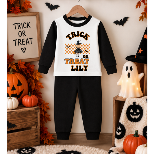 Personalised little witches Halloween pyjamas for children
