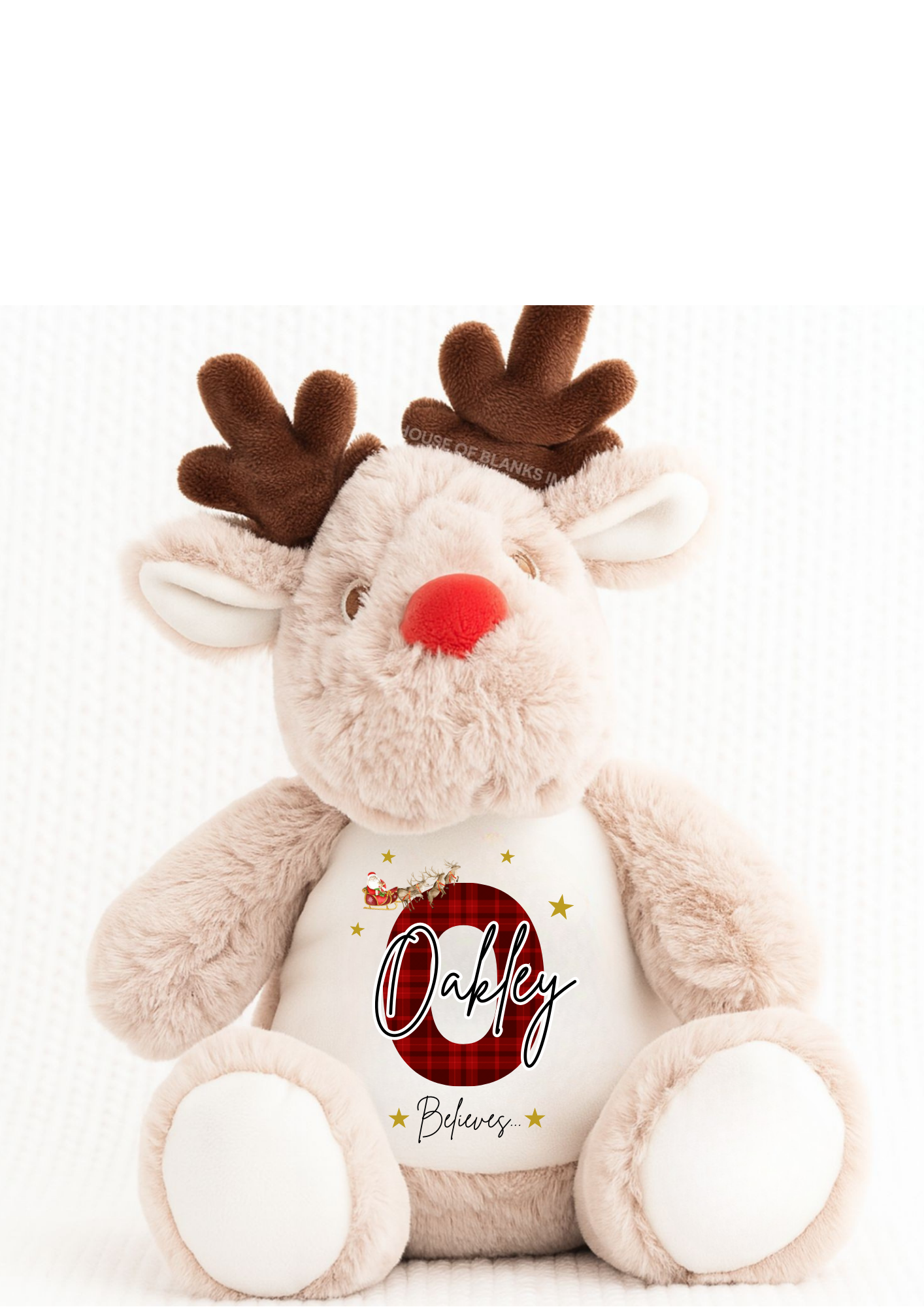 Personalised Tartan Initials Reindeer Christmas Teddy