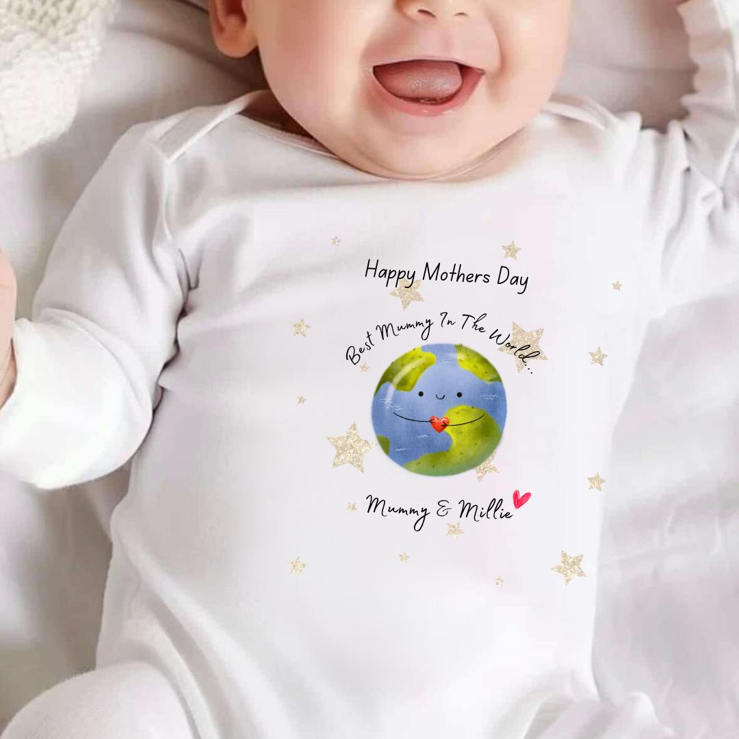 Personalised Happy Mothers Day To The Best Grandma In The World Sleepsuit
