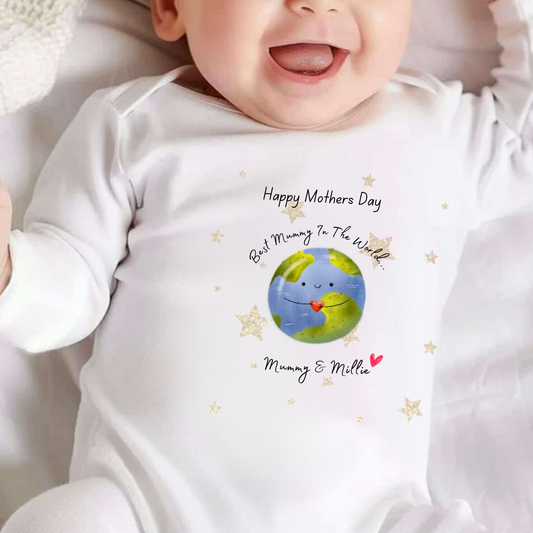 Personalised Happy Mothers Day To The Best Grandma In The World Sleepsuit
