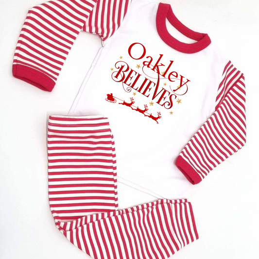 Personalised Name Believes Christmas Pyjamas