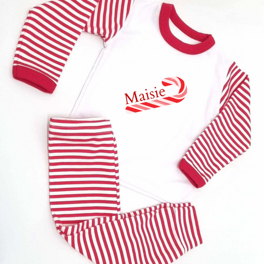 Personalised Candy Cane Christmas Pyjamas