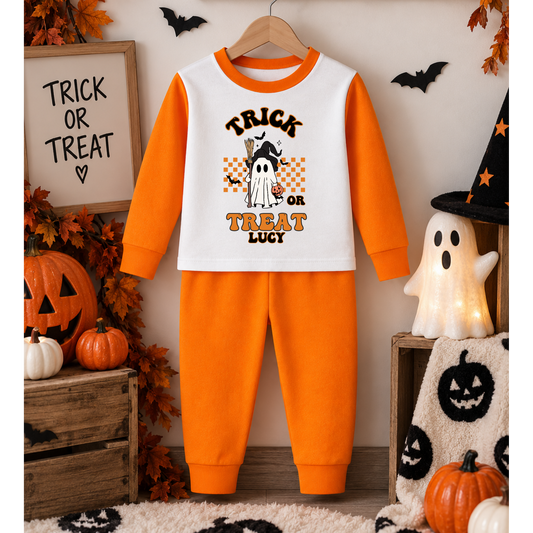 Personalised ghost Halloween pyjamas for children