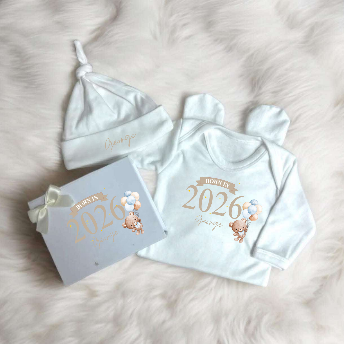 Personalised Born in 2026 Baby Gift Set- Bear