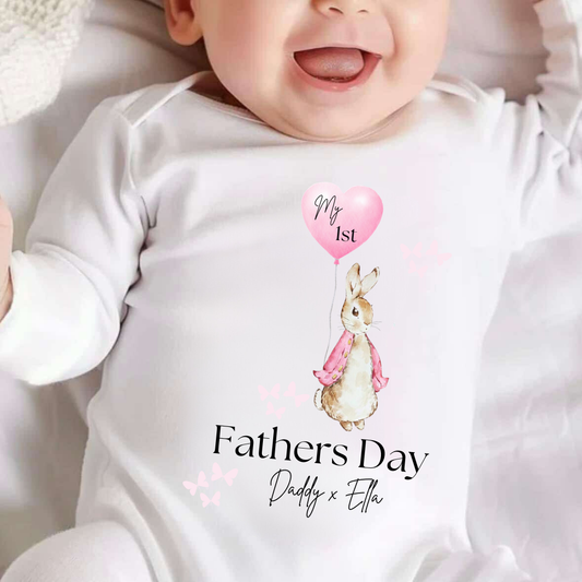 Personalised Little Rabbit Fathers Day Sleepsuit